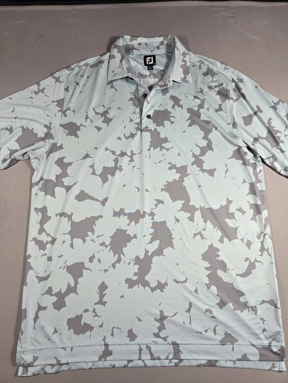 FootJoy Men’s Reverse Floral Light Blue & Gray Golf Polo Size XL